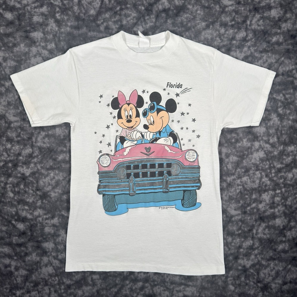 Vintage Disney Mickey Minnie Drive In TShirt Mens M White Double Sided Florida